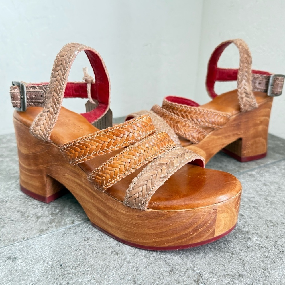 NEW Bed Stu Voicing Braided Leather Platform Sandals Size 8